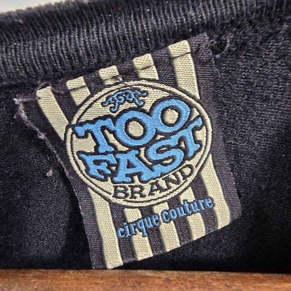 HT Cardigan Womens Small Black Sugar Skulls Dia Los Muertes Sweater Too Fast - Picture 3 of 11